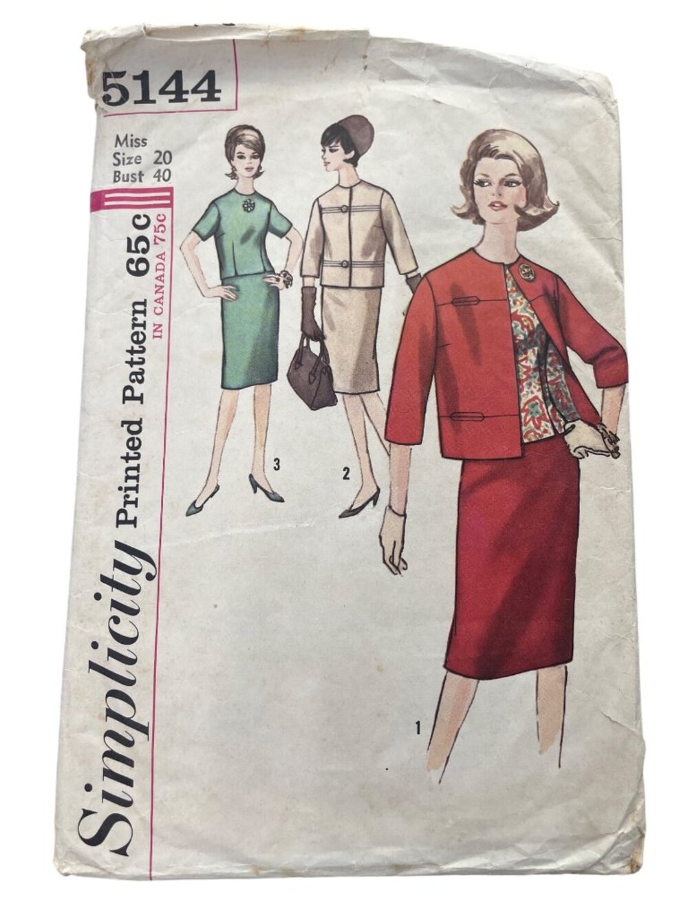 Vintage Simplicity 5144 Sewing Pattern Size 20 Suit & Overblouse Bust 40 CUT